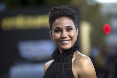 Cast member Emmanuelle Chriqui poses at the premiere of "Entourage" at the Regency Village theatre in Los Angeles, California June 1, 2015. The movie opens in the U.S. on June 3. REUTERS/Mario Anzuoni