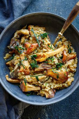 Mushroom Risotto With Frizzled Leeks