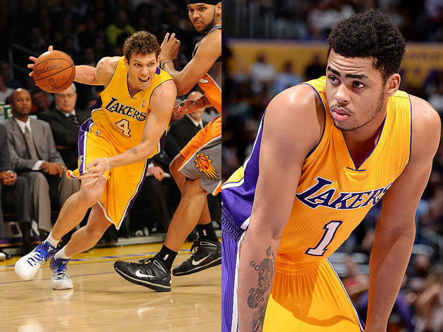 D'Angelo Russell takes note of Luke Walton. (Getty Images)