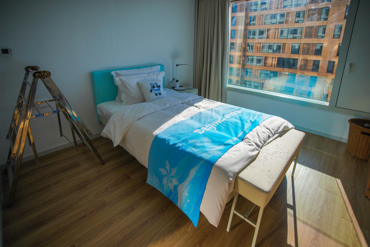 BEIJING, CHINA - DECEMER 24: An interior view of athlete's apartment at Beijing Winter Olympic Village on December 24, 2021 in Beijing, China. (Photo by VCG/VCG via Getty Images)