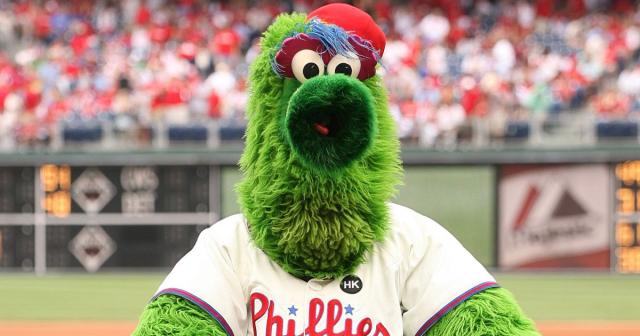 Phillie Phanatic Mascot Surprises Fan at Wedding Ceremony First Look