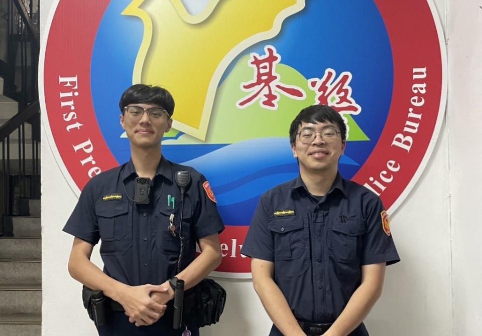 基隆市警察局第一分局忠二路派出所警員蔡俊穎，張翔安。(記者宋紹誠翻攝)