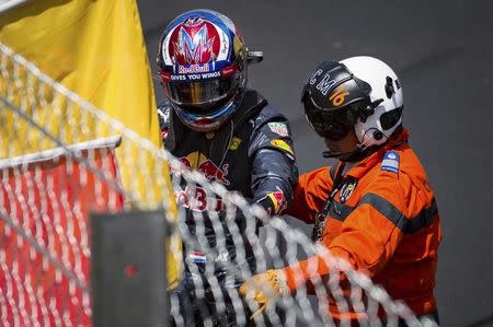 Formula One - Monaco Grand Prix - Monaco - 28/5/16. Red Bull Racing F1 driver Max Verstappen is seen after his crash during the qualifying session. REUTERS/Andrej Isakovic/Pool