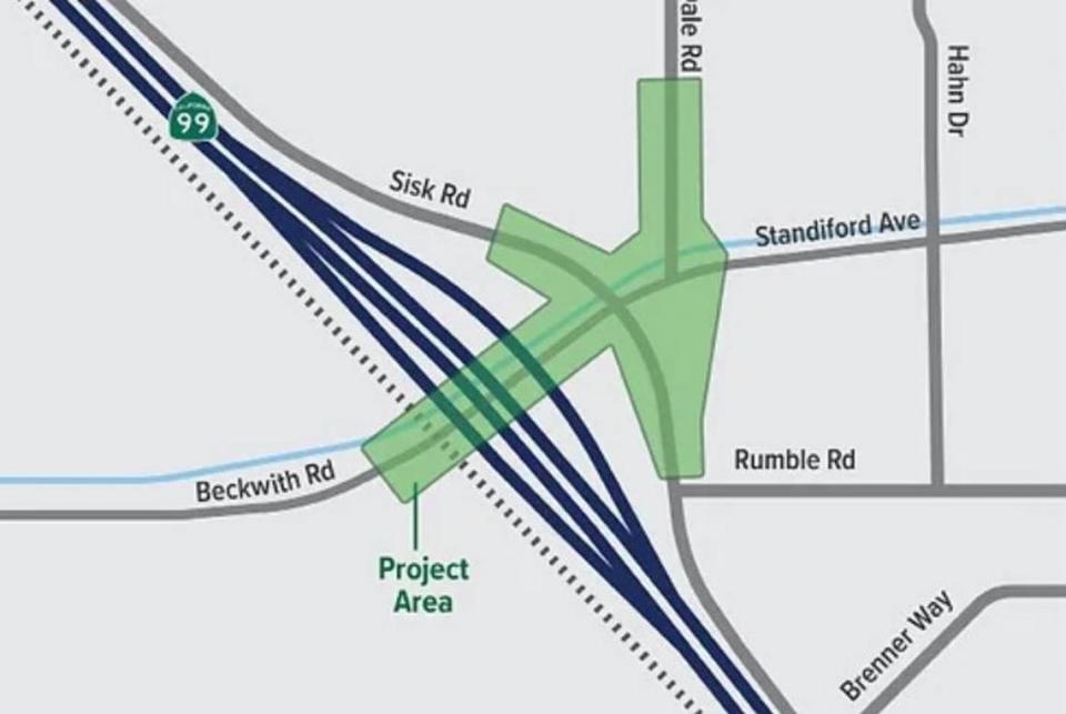 The green-shaded area shows the streets that could be upgraded for walking and bicycling in Modesto, California. The city will get public comment on March 14, 2024. City of Modesto