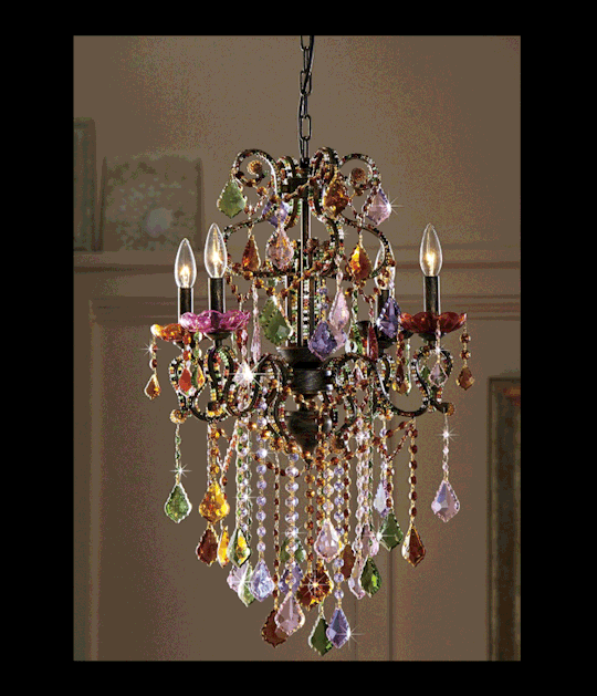 Love living colorfully? This shimmering chandelier will fulfill all your Rainbow Brite fantasies!