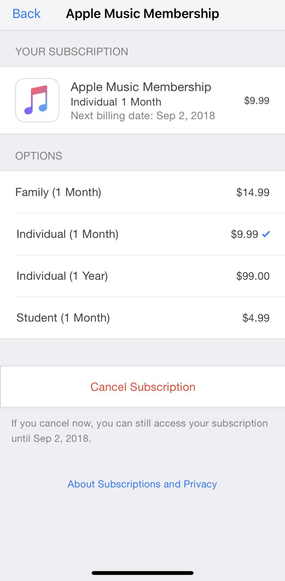 Apple Music Subscription