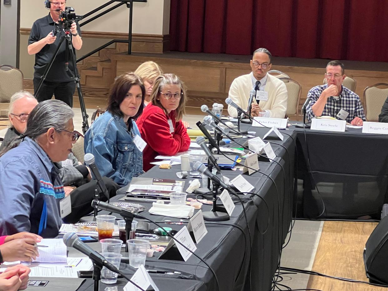 Faith leaders, social workers, attorneys, tribal officials and nonprofit leaders discuss the need for more criminal justice reform at the Chickasaw Nation Community Center in Oklahoma City.