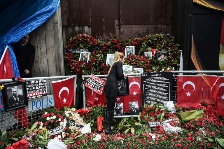 A makeshift memorial was set up outside the Reina nightclub in Istanbul after the bloody gun attack there as revellers were celebrating New Year