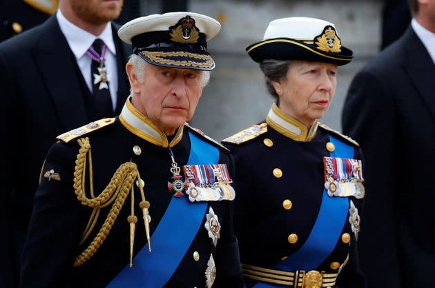 King Charles and Princess Anne attend the state funeral and burial of their mother, Queen Elizabeth, on Sep. 19. (Photo: SARAH MEYSSONNIER via Getty Images)