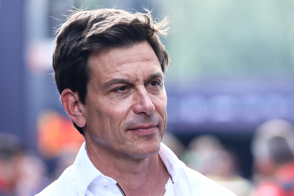 Toto Wolff after third practice ahead of the Formula 1 Italian Grand Prix at Autodromo Nazionale di Monza in Monza, Italy on September 2, 2023. (Photo by Jakub Porzycki/NurPhoto via Getty Images)