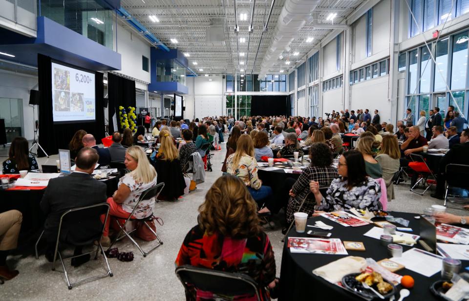 The community packed the Robert W. Plaster Center for Advanced Manufacturing for the State of the Schools address Thursday by Superintendent Grenita Lathan.