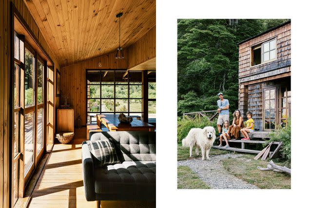 <p>Tom Parker</p> From left: A lounge area at Pata Bistro; Marcelo and Biju Schaffer, owners of Pata Lodge, in the Los Lagos region, with their children, Luna and Leo, and their dog Balu, a Great Pyrenees.