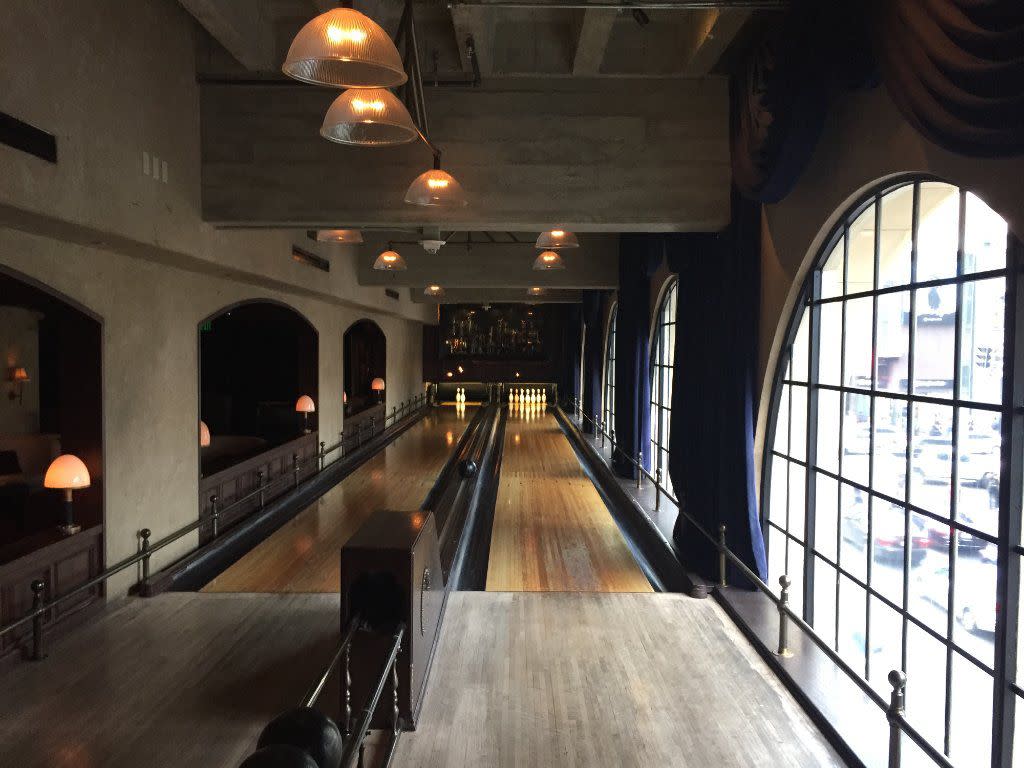 Interior of The Spare Room bowling alley in LA