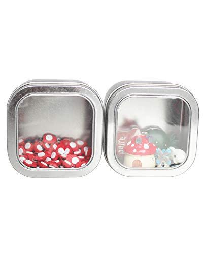 6) Square Silver Metal Tins with Clear Window (6-Pack)