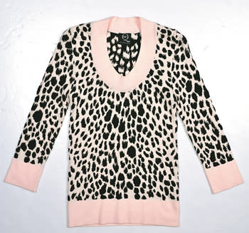 McQ pink leopard printed knit top $3,499