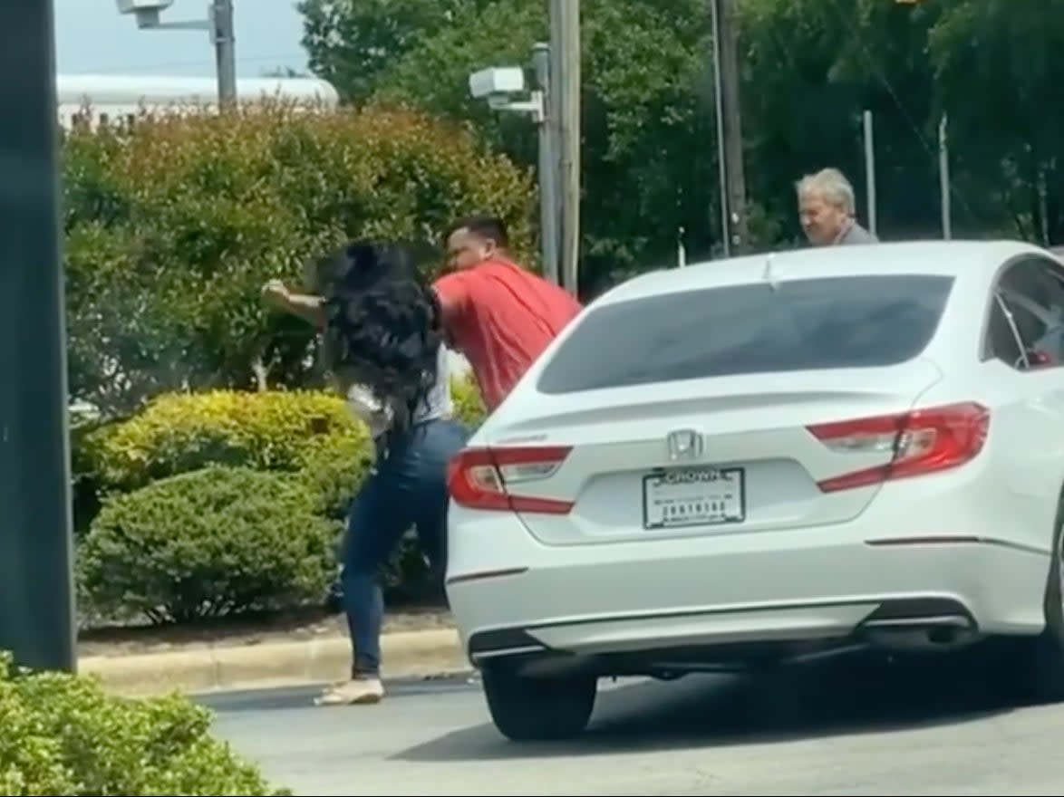 <p>North Carolina residents brawl at a gas station amid fuel shortages</p> (Shaaddeez/Instagram)