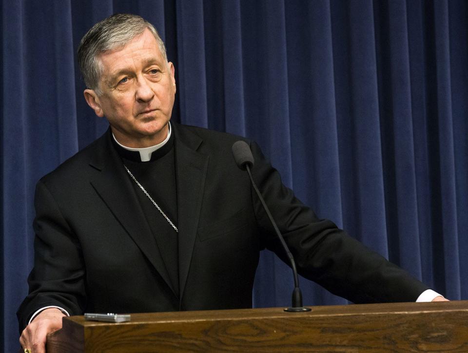 In this Feb. 28, 2018, file photo, Chicago Cardinal Blase Cupich speaks during a news conference in Springfield, Ill. U.S. Catholic bishops will gather starting Wednesday, Jan. 2, 2019, for a weeklong retreat at a seminary near Chicago. It's a prelude to a gathering of bishops from all over the world in February for an unprecedented summit on clergy sex abuse at the Vatican. The hosting archbishop, Cupich, was Pope Francis' first major U.S. appointment and he's also been hand-picked by the pope to help organize the Vatican summit. (Rich Saal/The State Journal-Register via AP, File)