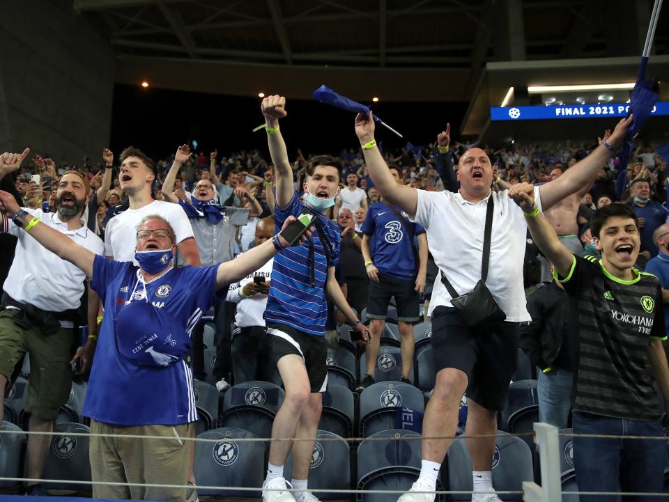 Chelsea fans at Estadio do Dragao venue in Porto (PA)