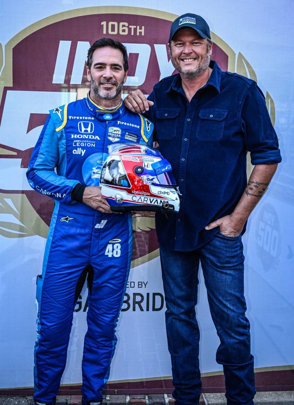 Jimmie Johnson Enlists Friend Blake Shelton to Help Design His Military-Themed Indy 500 Helmet: 'Very Special'