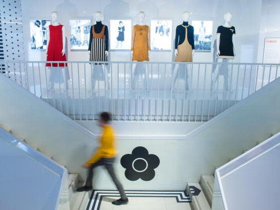 A display of dresses during a preview of the new Mary Quant exhibition at the V&A (PA)