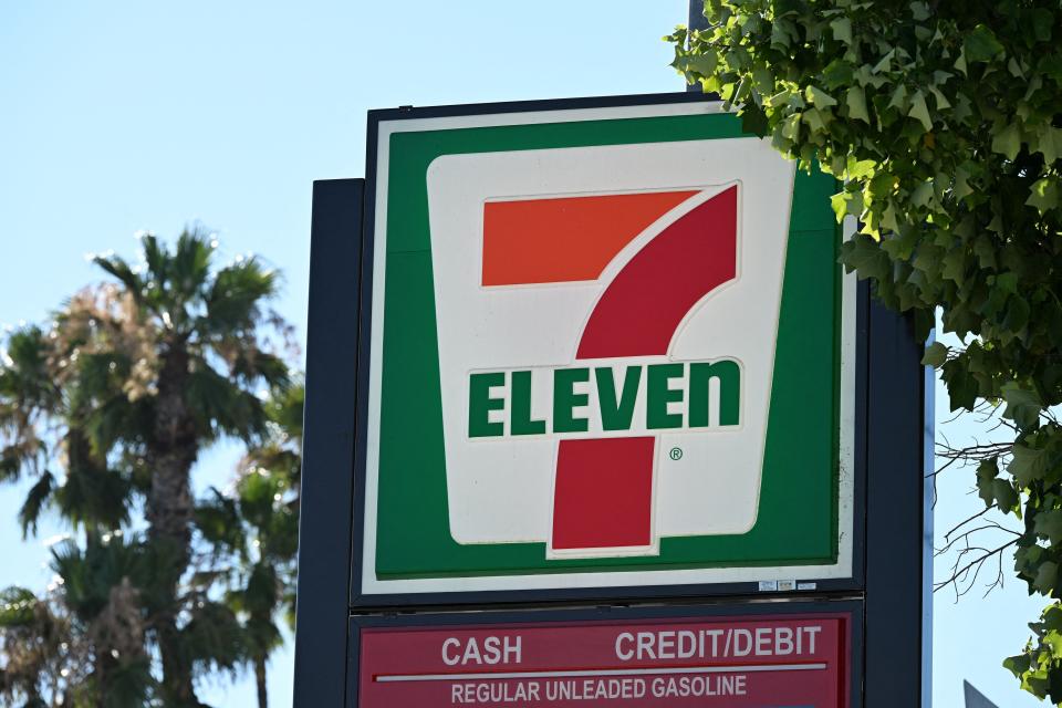 A sign outside a 7-Eleven store in seen in Glendale, California, July 11, 2022