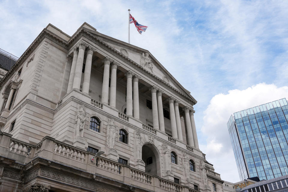 interest rates FILE PHOTO: A general view of the Bank of England (BoE) building in London, Britain, August 4, 2022. REUTERS/Maja Smiejkowska/File Photo