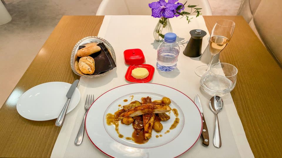 A meal in Air France's La Première lounge. - Emily McNutt