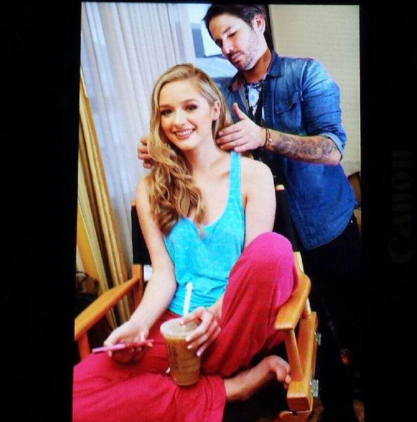 This year’s Miss Golden Globe, Greer Grammer, sat pretty with a side part in her beauty chair. @greer_grammer/Instagram