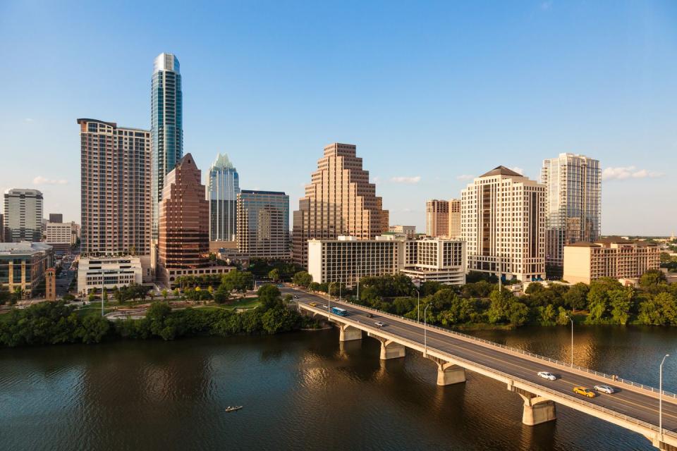 texas skyline during golden hour