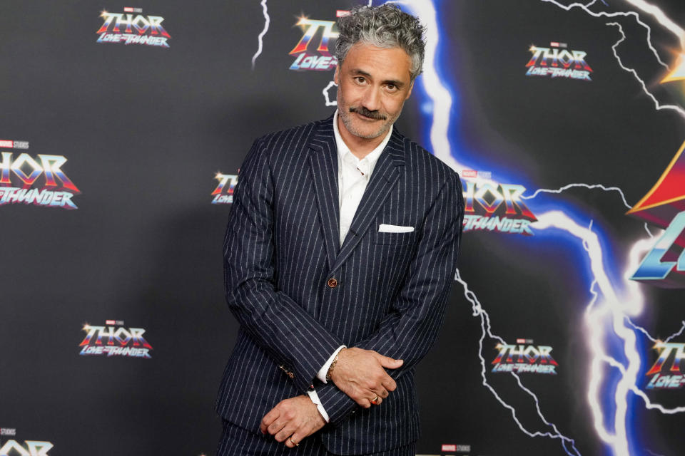 New Zealand director Taika Waititi poses for a photo during a red carpet event for the movie premiere of "Thor: Love and Thunder" at the Entertainment Quarter in Sydney, Australia, Monday, June 27, 2022.(AP Photo/Mark Baker)