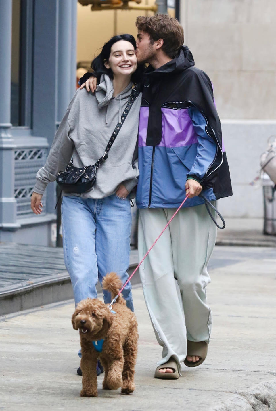 <p>Meadow Walker, husband Louis Thornton-Allan and their dog make a happy trio during a Labor Day walk in N.Y.C. </p>