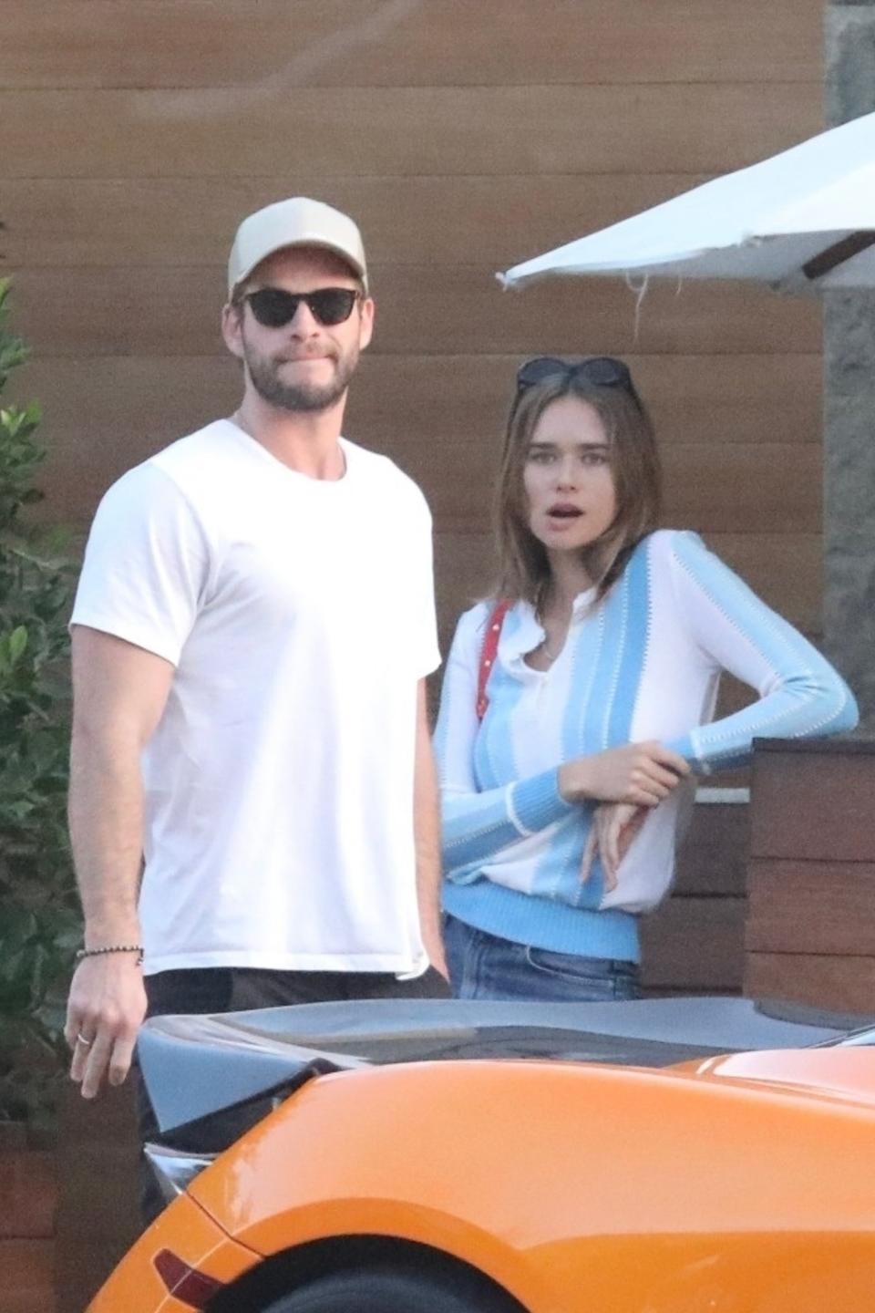 Liam Hemsworth and his new girlfriend Gabriella Brooks seen leaving a restaurant in Malibu