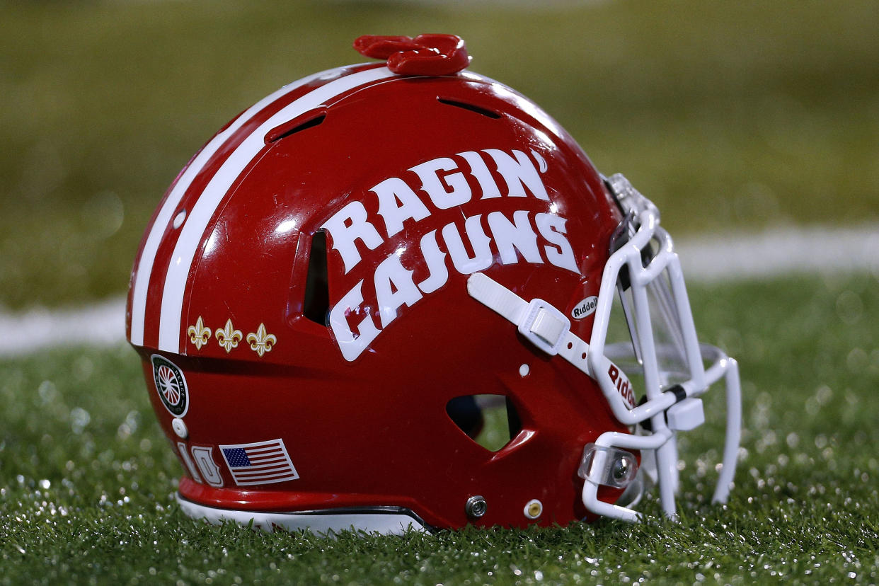 NEW ORLEANS, LA - SEPTEMBER 24:  A Louisiana-Lafayette Ragin Cajuns helmet is seen during a game at Yulman Stadium on September 24, 2016 in New Orleans, Louisiana.  (Photo by Jonathan Bachman/Getty Images)