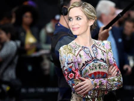 Emily Blunt poses as she arrives at the World premiere of "The Girl on the Train" at Leicester Square in London, Britain September 20, 2016. REUTERS/Dylan Martinez