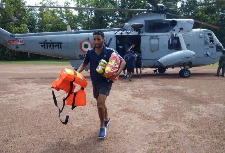 Helicopters have been dropping food, medicine and water over areas cut off due to damaged roads and bridges