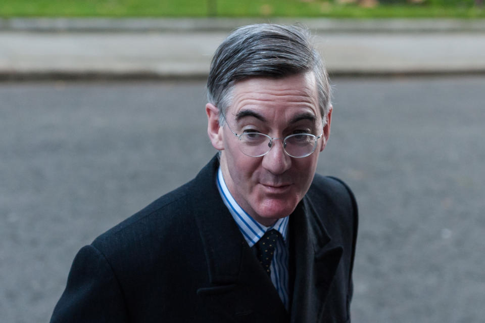 Lord President of the Council and Leader of the House of Commons Jacob Rees-Mogg arrives in Downing Street in central London to attend Cabinet meeting held at the Foreign Office on 01 December, 2020 in London, England. Today MPs in the House of Commons will vote on the new tiered Coronavirus restrictions as the four week lockdown across England comes to an end. (Photo by WIktor Szymanowicz/NurPhoto via Getty Images)