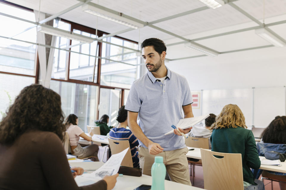 a teacher leading a class