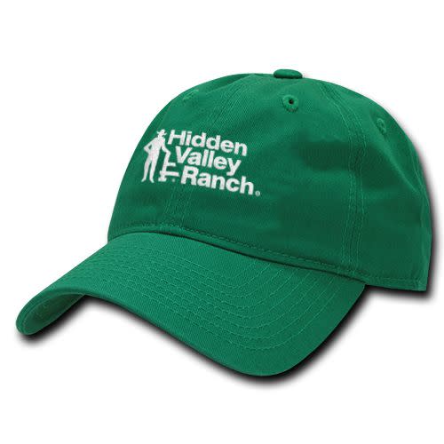 Buy the <a href="https://www.flavourgallery.com/collections/hidden-valley-ranch/products/hidden-valley-ranch-vintage-logo-dad-cap" target="_blank">Hidden Valley vintage logo cap</a>&nbsp;for $25