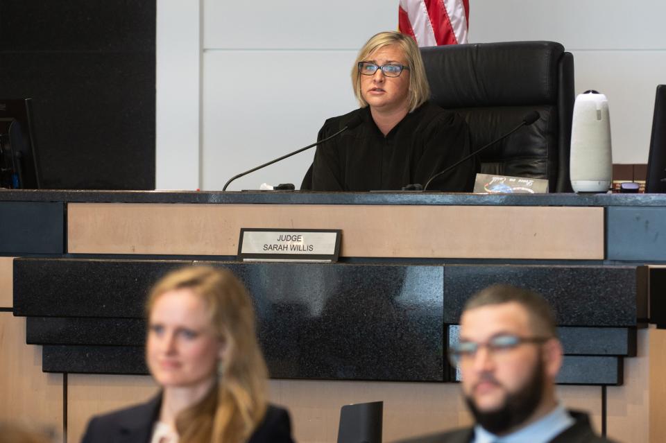 Judge Sarah Willis speaks to potential jurors during jury selection in the first-degree murder trial of Hipolito Fraguela on June 23, 2023.