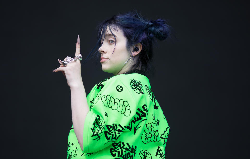 MIDDLESBROUGH, ENGLAND - MAY 25: Billie Eilish performs at the Radio 1 Big Weekend at Stewart Park on May 25, 2019 in Middlesbrough, England. (Photo by Jo Hale/Redferns)