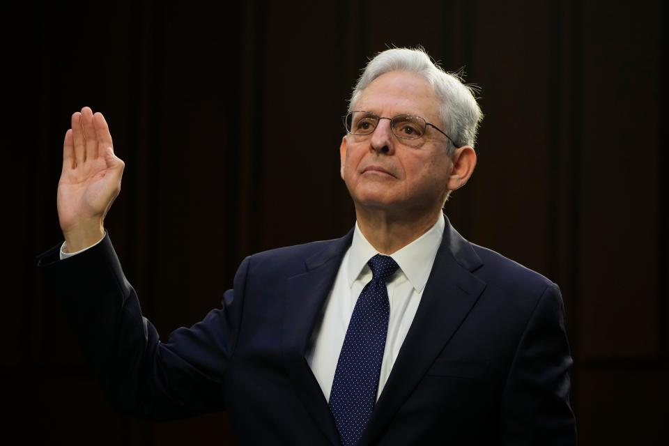 Attorney General Merrick Garland testifies in front of the Senate Judiciary Committee on March 1, 2023 in Washington.