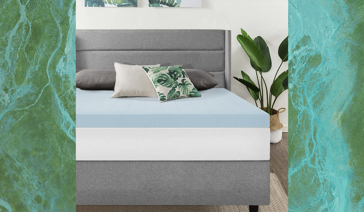 Cooling mattress on a green and blue background