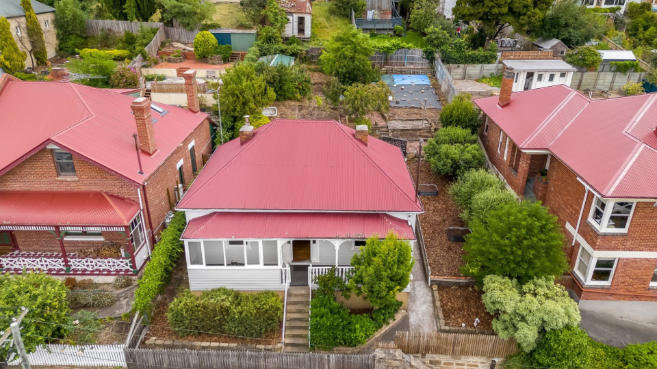 The exterior of the property for sale in Hobart.