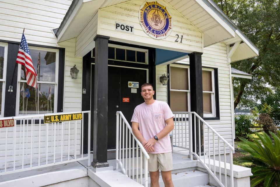 Gage Archer, a Umatilla High School graduate, visits the Umatilla American Legion Post during a summer break.