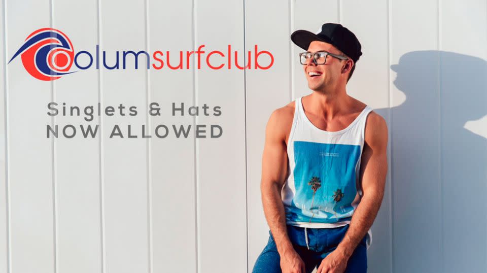 Male patrons at Coolum Surf Club are now allowed to wear singlets and hats into the licenced venue. Source: Twitter/Coolum Surf Club