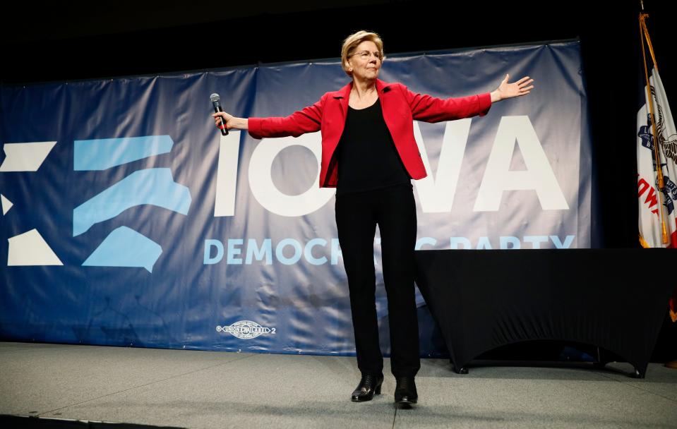 Sen. Elizabeth Warren, D-Mass., campaigns in Cedar Rapids, Iowa, on June 9, 2019.
