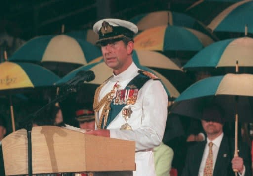 Prince Charles bids Hong Kong farewell during the 1997 handover of the city to China