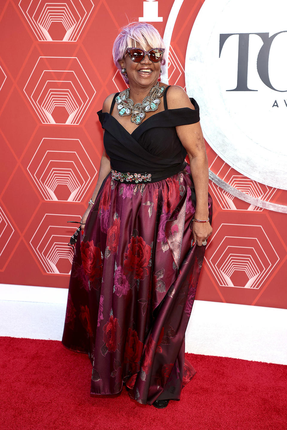 <p>Theatre producer Irene Gandy arrives in style at the 2021 Tony Awards. </p>