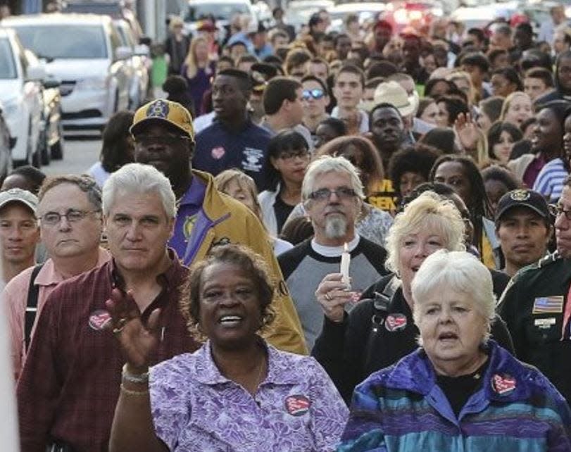 Rheta Lowe (waving front row) was one of the founders of MLK weekend events in Lake Worth Beach.