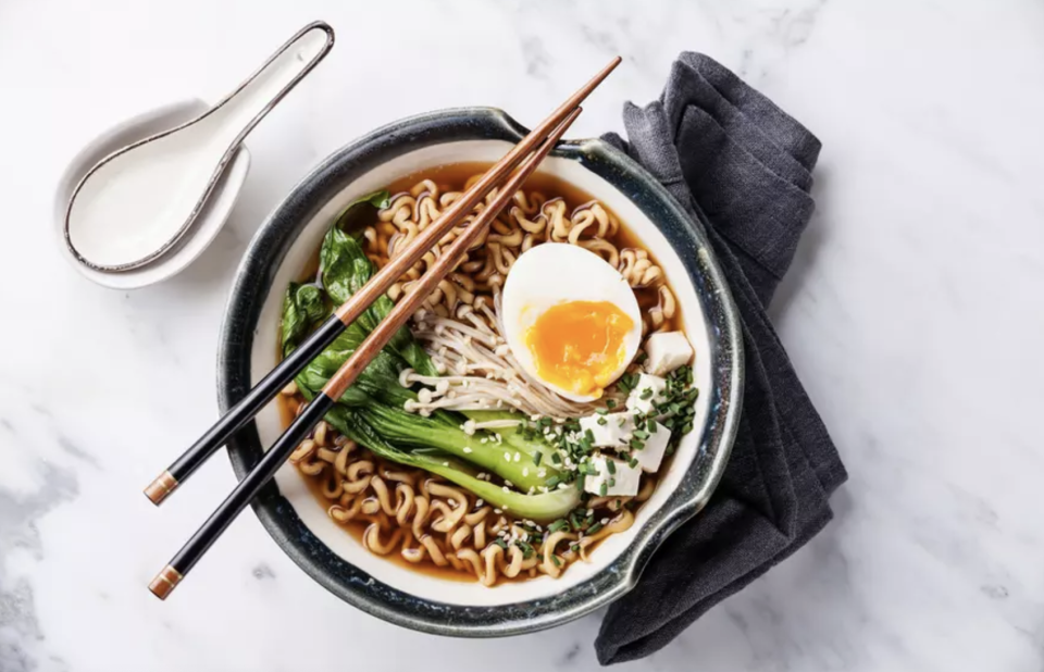 <p>This homemade ramen recipe uses everyday ingredients like chicken stock and packages of instant ramen noodles as well as fresh garlic and lemon. And you won’t be needing the spice packet from the noodles — the flavors of leeks and garlic cooked in olive oil will take care of it all. </p> <p><a href="https://www.thedailymeal.com/recipes/lemon-chicken-ramen-soup-recipe?referrer=yahoo&category=beauty_food&include_utm=1&utm_medium=referral&utm_source=yahoo&utm_campaign=feed" rel="nofollow noopener" target="_blank" data-ylk="slk:For the Lemon Chicken Ramen Soup recipe, click here.;elm:context_link;itc:0;sec:content-canvas" class="link ">For the Lemon Chicken Ramen Soup recipe, click here.</a></p>  